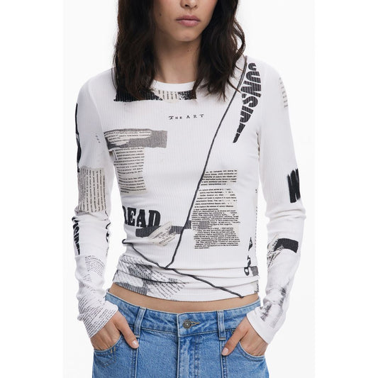 Desigual White Elastane Tops & T-Shirt