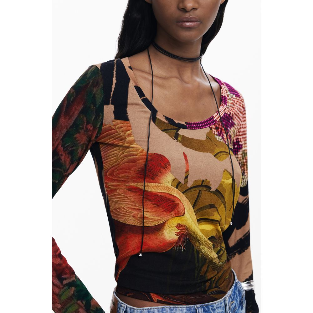 Desigual Brown Elastane Tops & T-Shirt