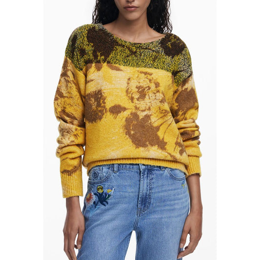Desigual Yellow Wool Sweater