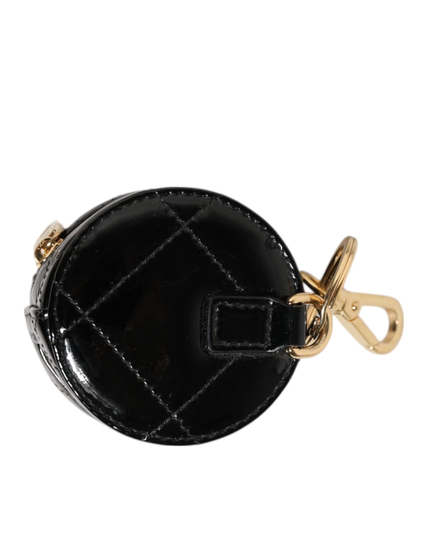 Dolce & Gabbana Black Lamb Leather DG Crystal Logo Round Coin Purse Wallet
