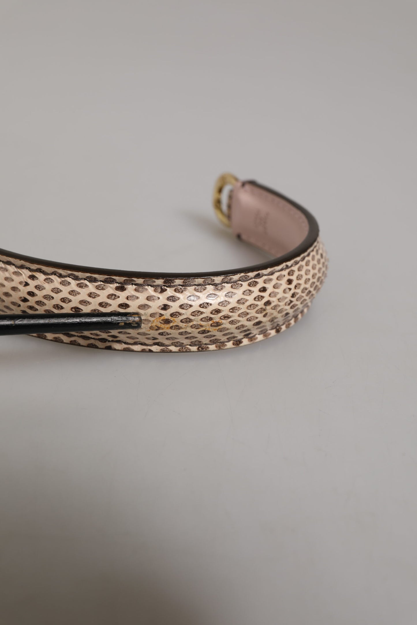 Dolce & Gabbana Beige Brown Snakeskin Leather Gold Ring Shoulder Strap