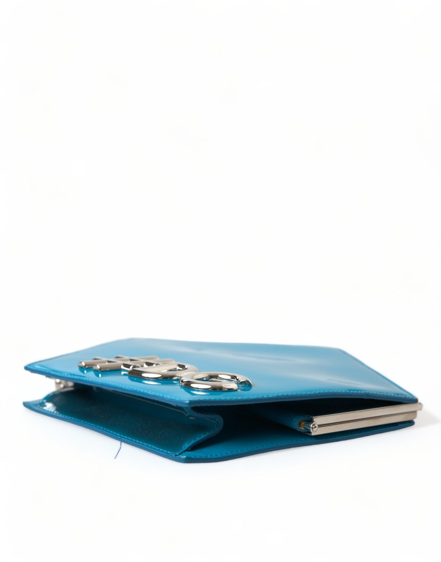 Dolce & Gabbana Blue Patent Leather Hashtag DG Shoulder Chain Flap Bag