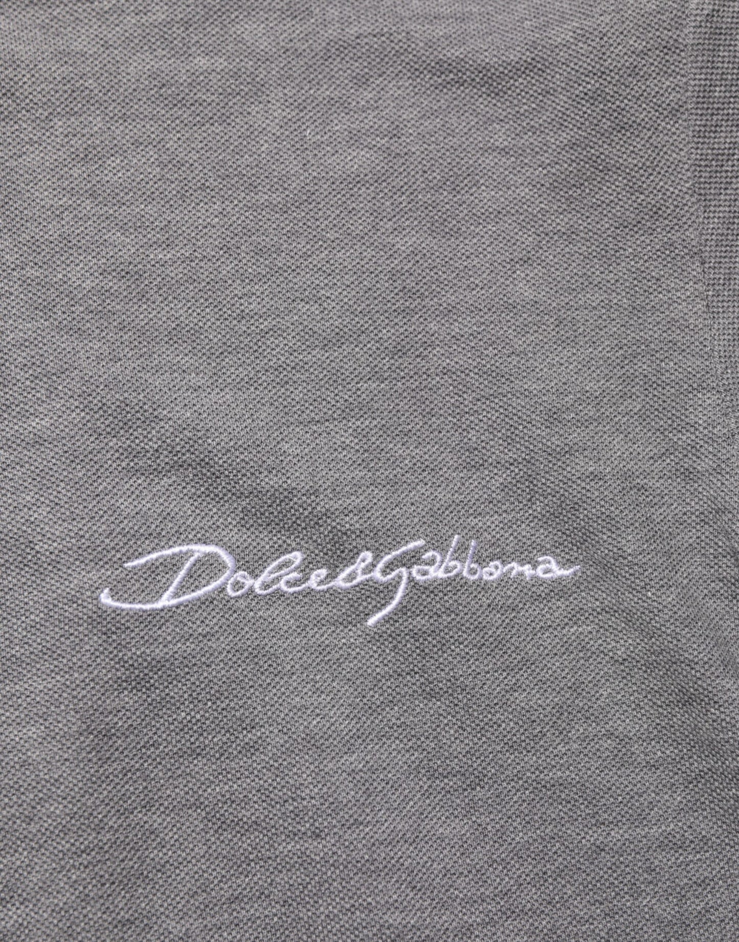 Dolce & Gabbana graues Polo-Shirt mit Logostickerei und Kragen