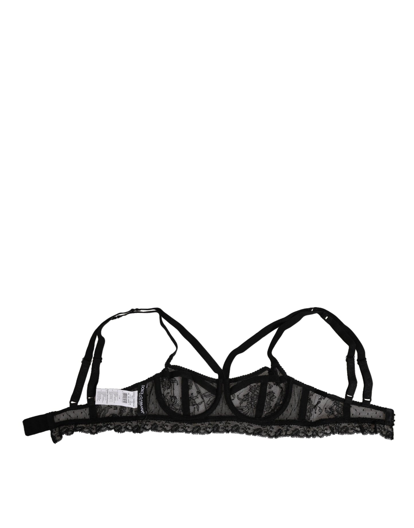 Dolce & Gabbana Black Floral Lace Nylon Balconcino Bra Underwear
