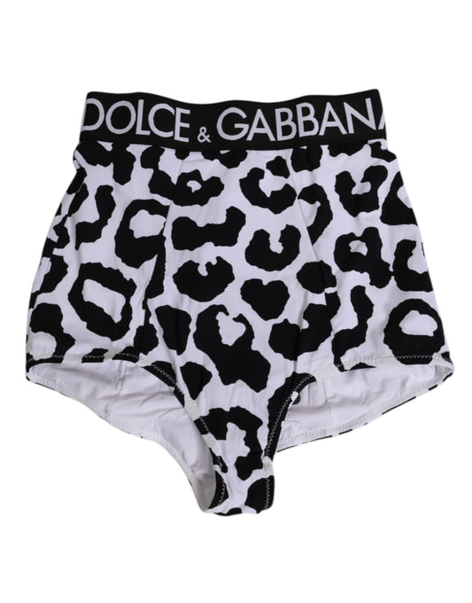 Dolce & Gabbana White Leopard Nylon High Waist Girdle Underwear