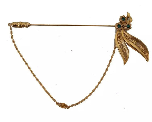 Dolce & Gabbana Gold Tone 925 Sterling Silver Crystal Chain Brooch