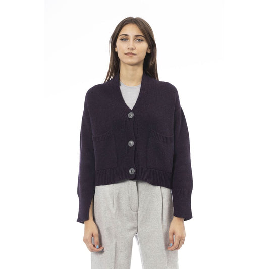 Alpha Studio Purple Merino Wool Cardigan