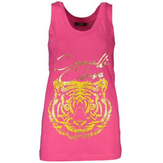 Cavalli Class Pink Cotton Tank Top