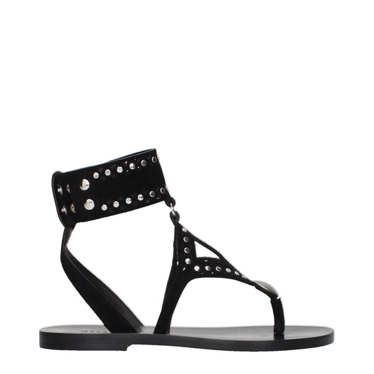 Isabel Marant Black Leather Flip-Flop Sandals
