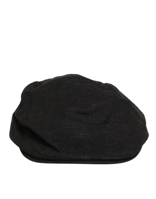 Dolce & Gabbana Black Cotton DG Logo Newsboy Cloth Capello Hat