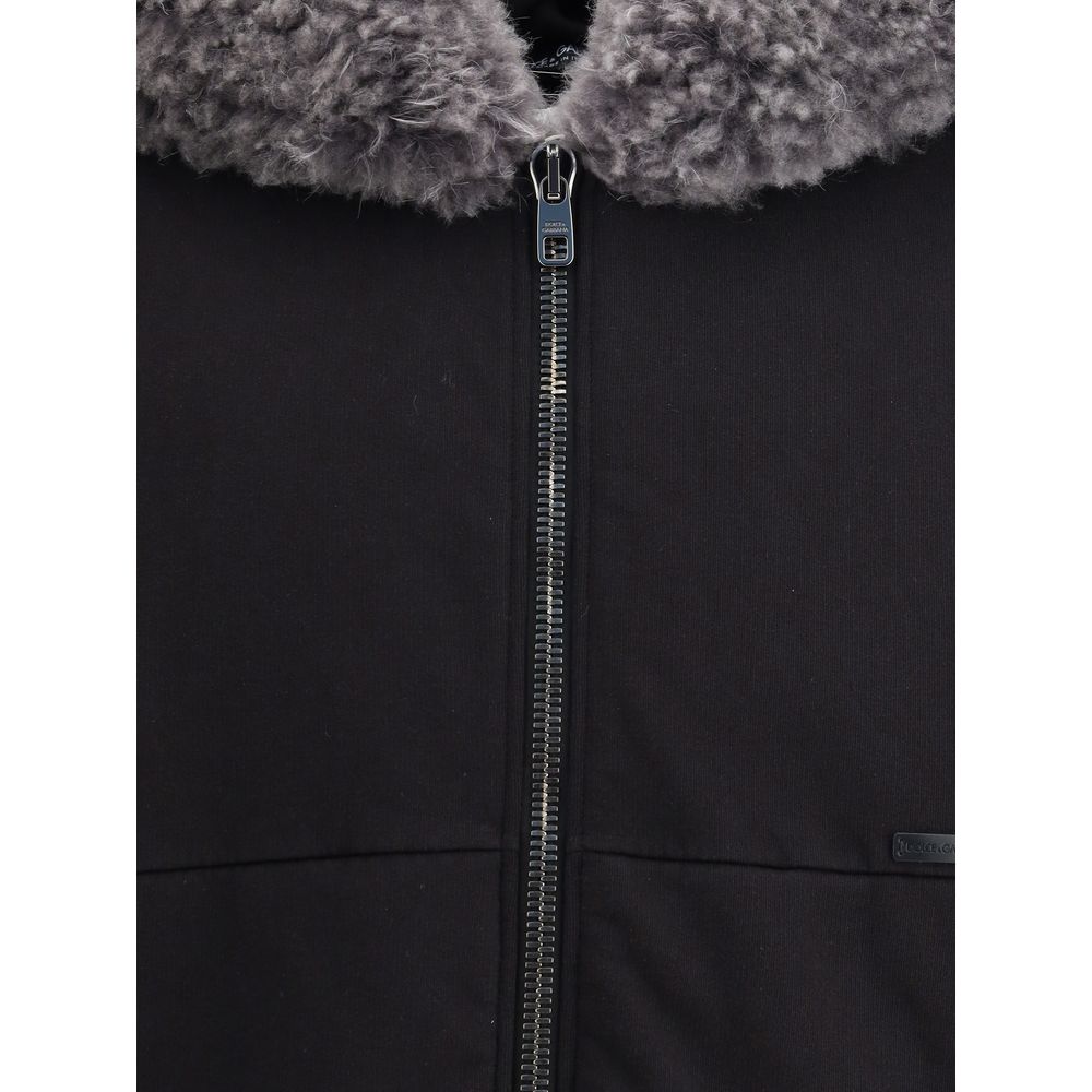 Dolce & Gabbana Hooded Sweatshirt with wide fur-trimmed hood