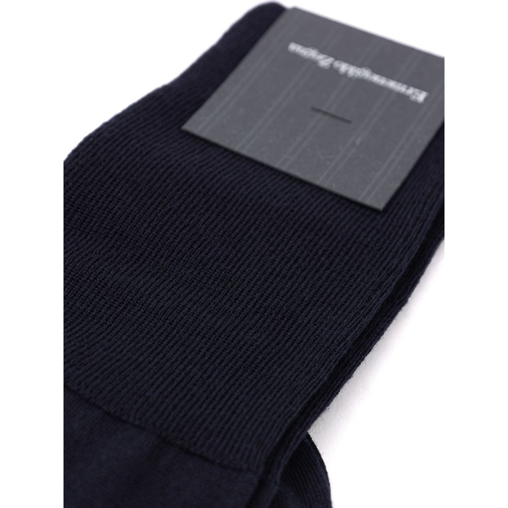 ZEGNA Navy Blue Wool Sock
