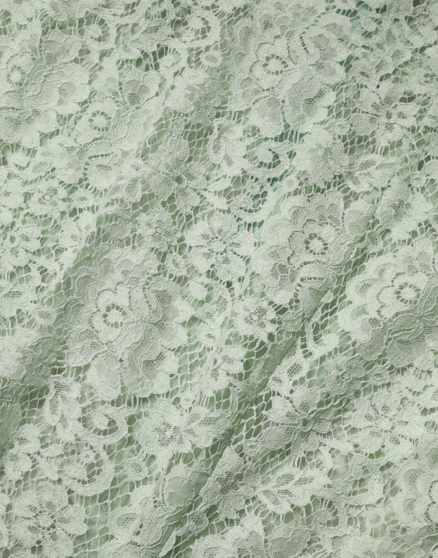 Dolce & Gabbana Mint Green Floral Lace Trim Midi Dress