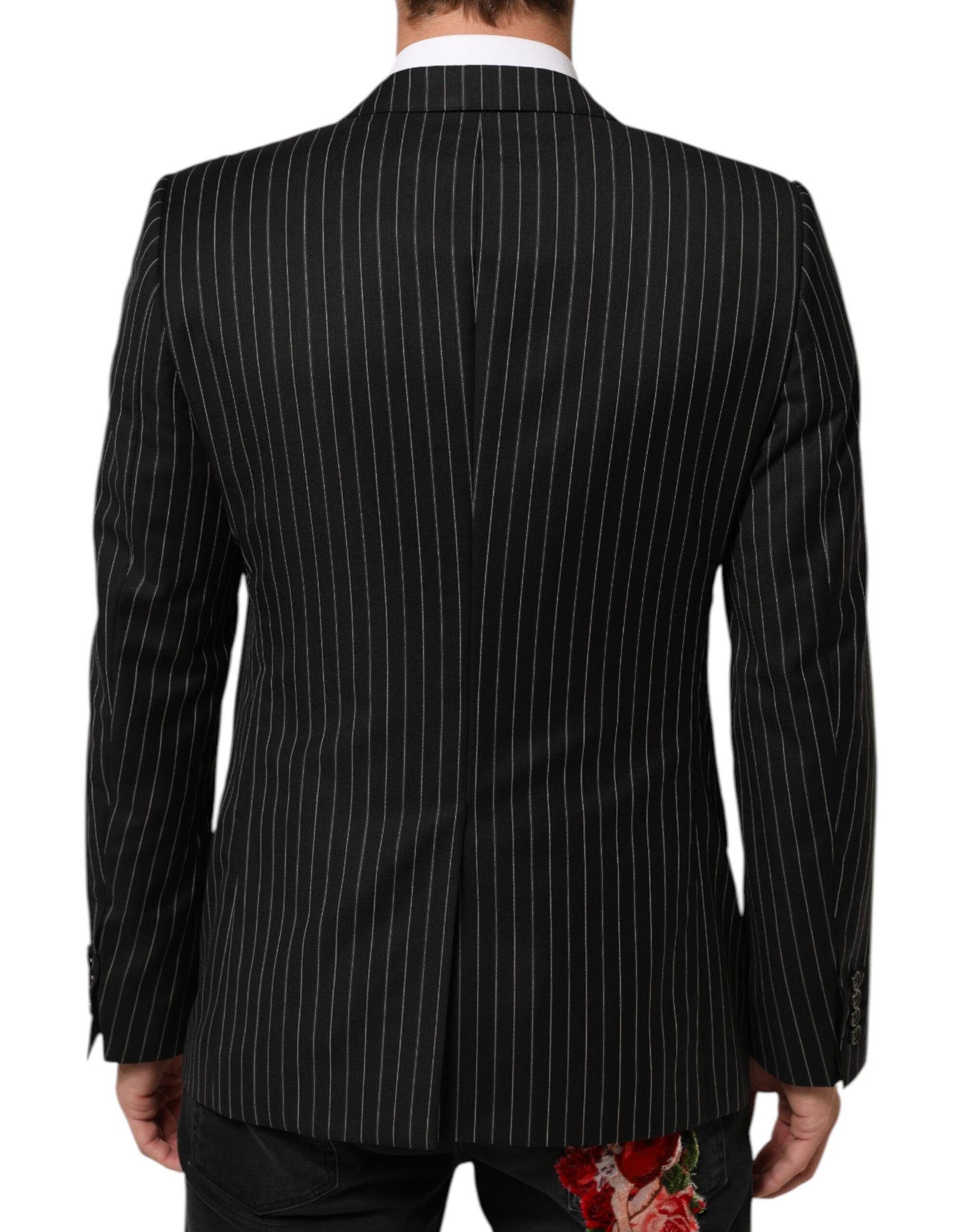 Dolce & Gabbana Black Stripes MARTINI 1 Button Suit Blazer