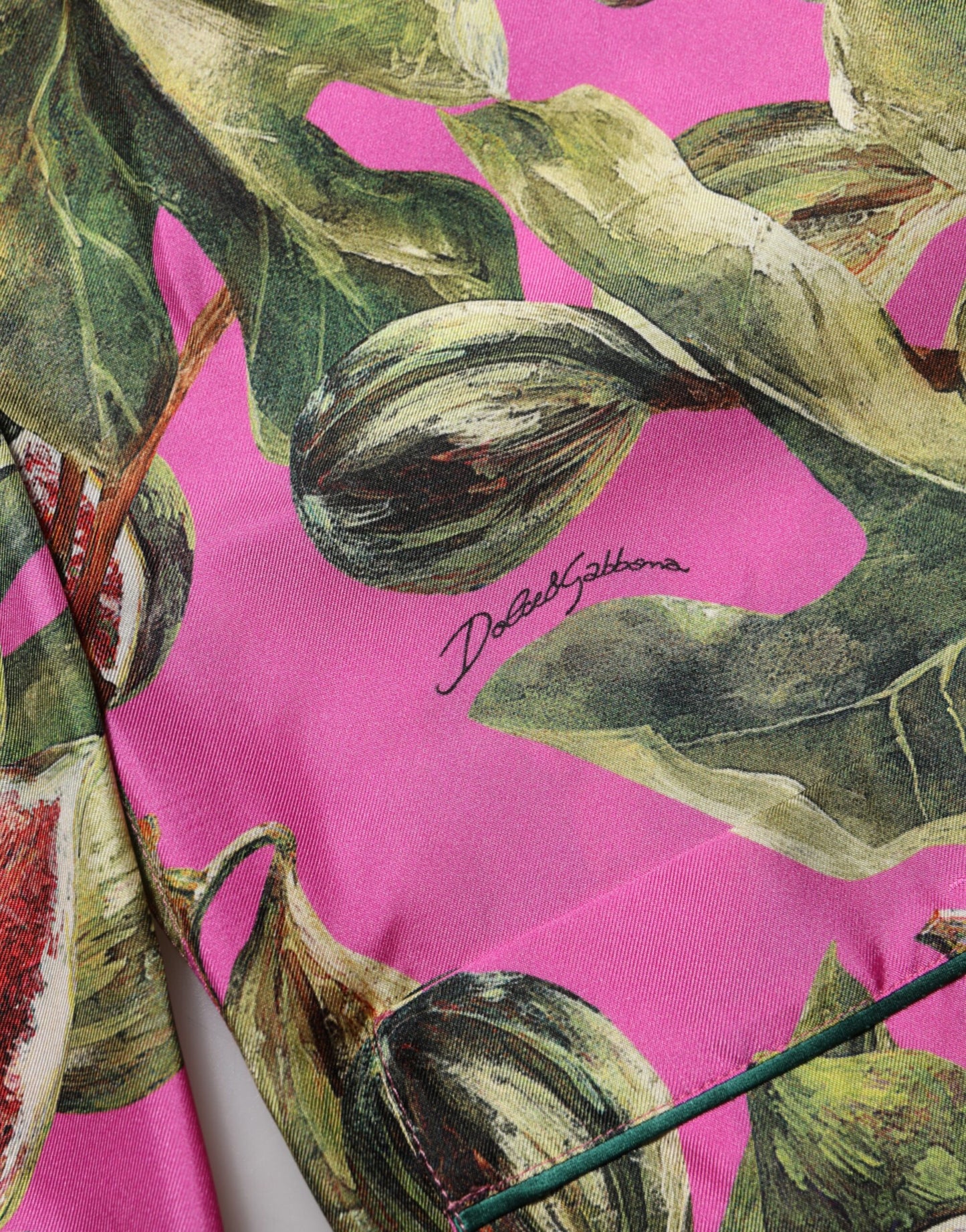 Dolce & Gabbana Hot Pink Fig Printed Silk Shirt Blouse Top