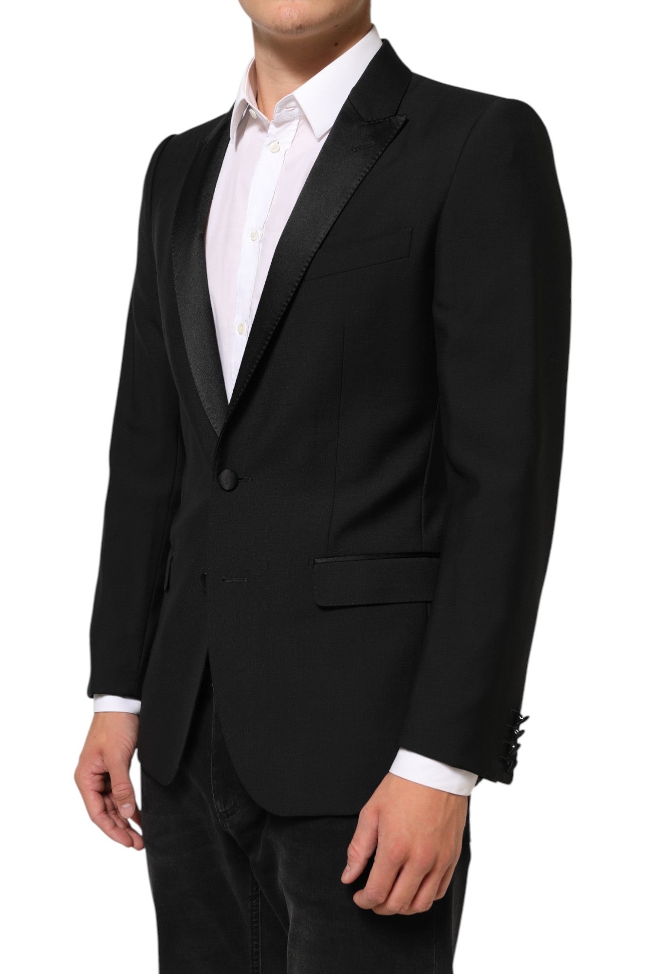 Dolce & Gabbana Black Wool MARTINI 2 Button Men Suit Blazer