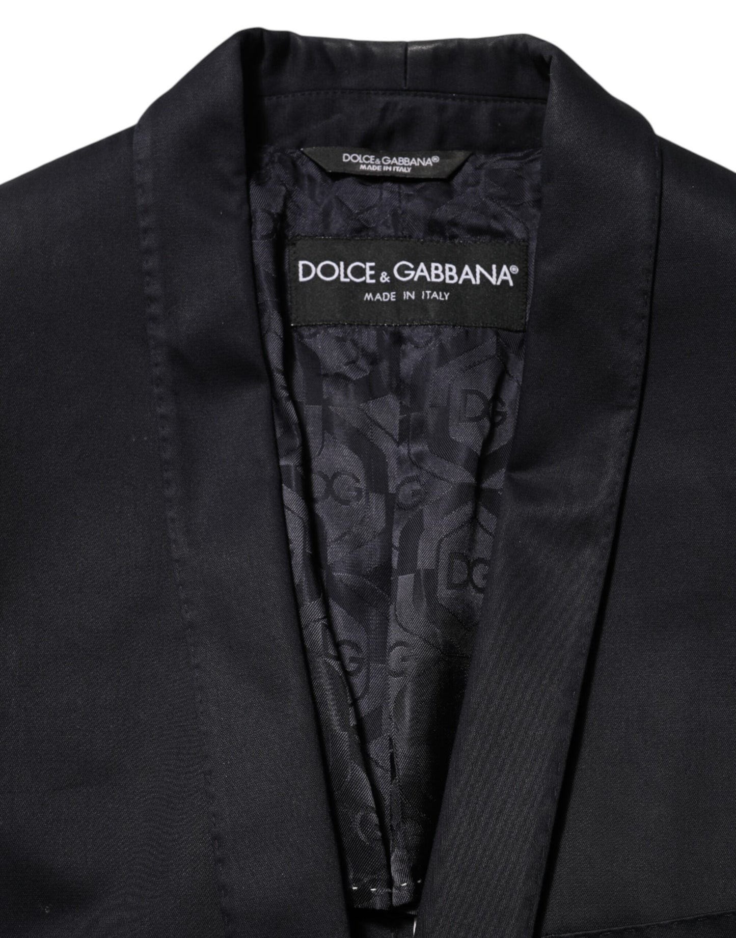 Dolce & Gabbana Black Cotton 1 Button Suit Jacket Blazer