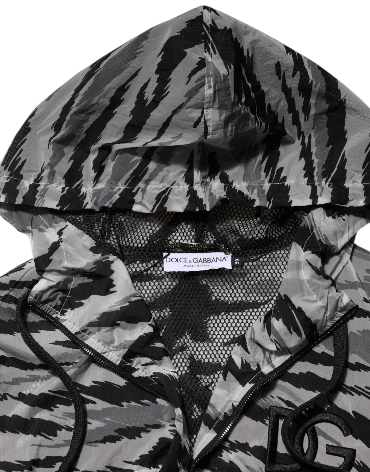 Dolce & Gabbana graue Kapuzenjacke mit Camouflage-Muster