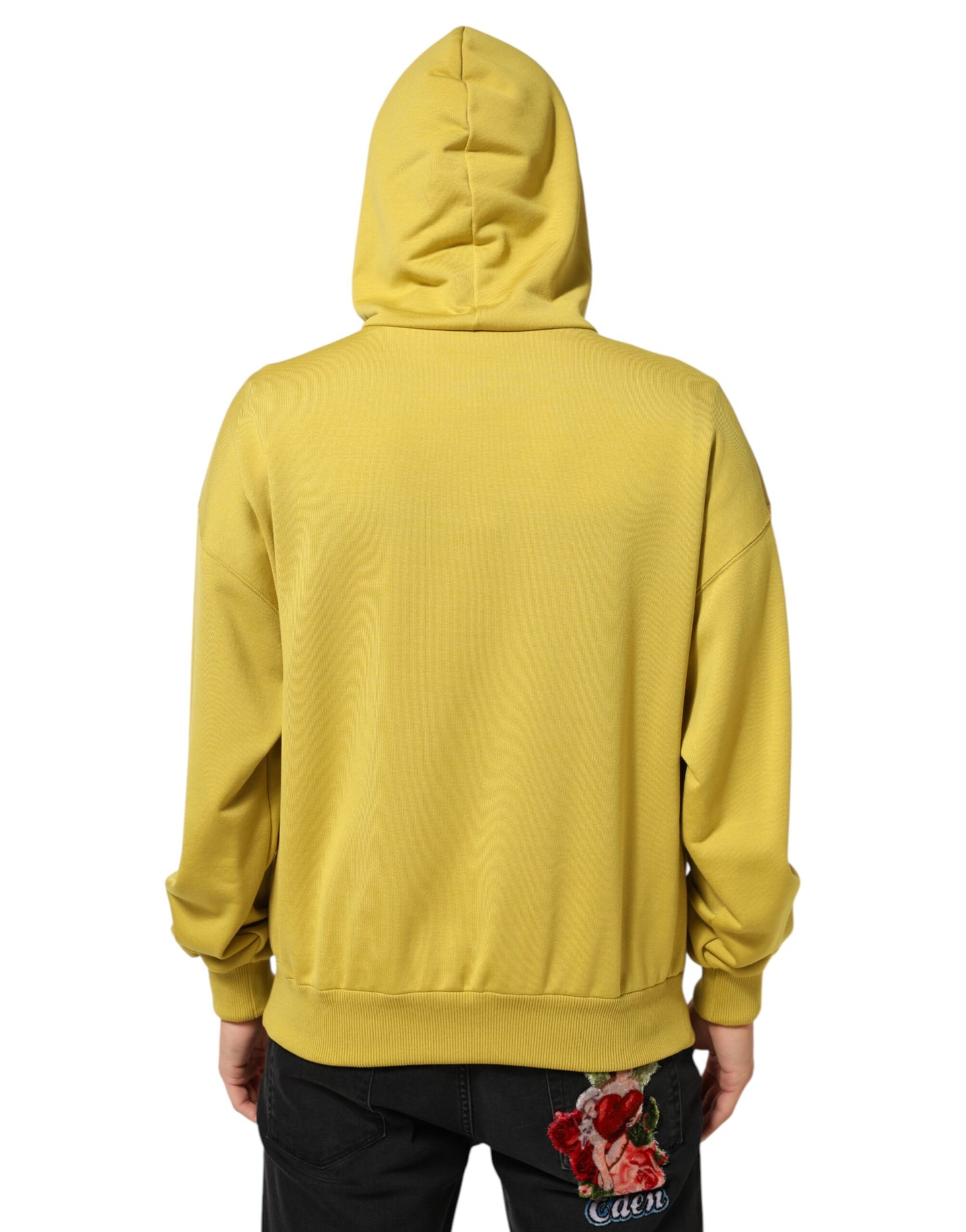 Dolce & Gabbana Yellow Logo Cotton Hooded Sweatshirt Sweater