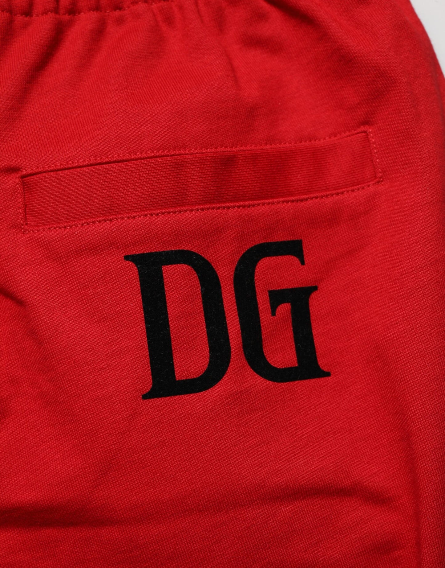 Dolce & Gabbana Red Cotton MidWaist Drawstring Bermuda Pants