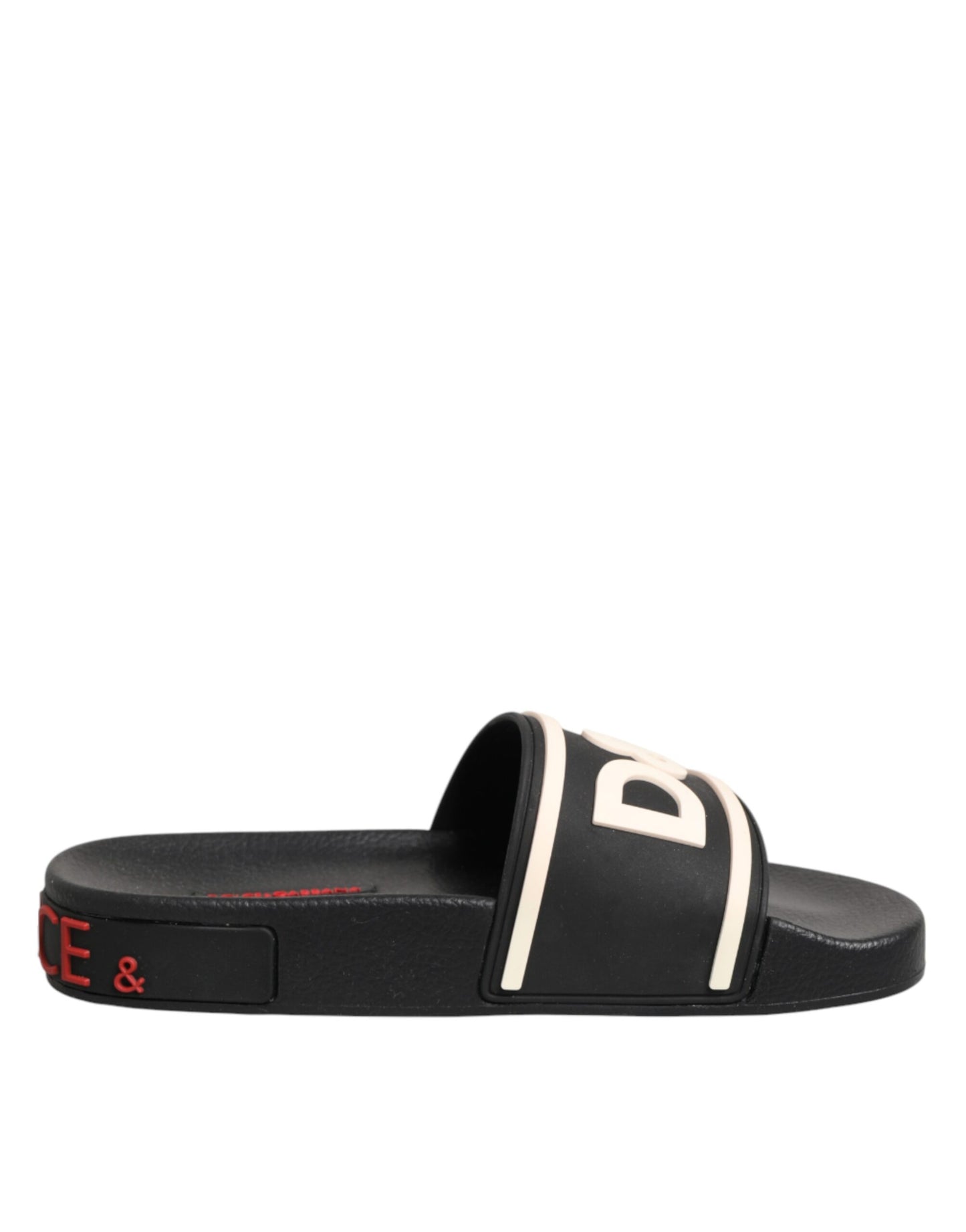 Dolce & Gabbana Black Rubber Slides Sandals Beachwear Shoes