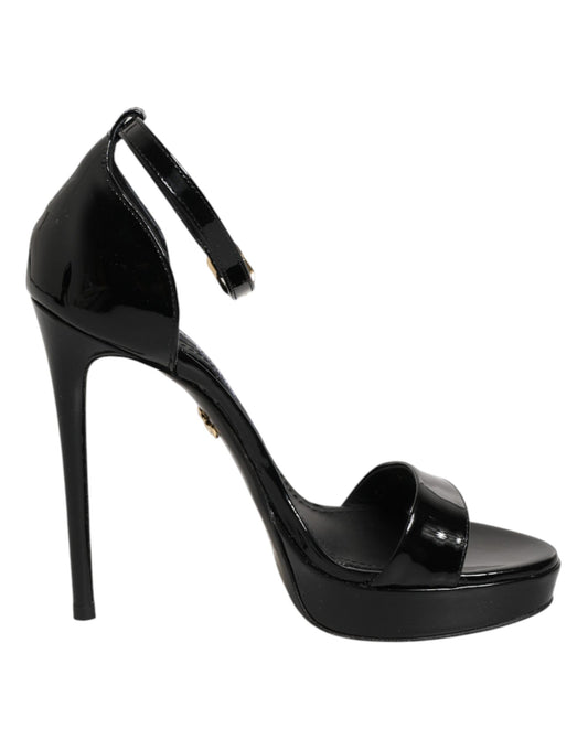 Dolce & Gabbana Black Leather Platform Keira Sandals Shoes