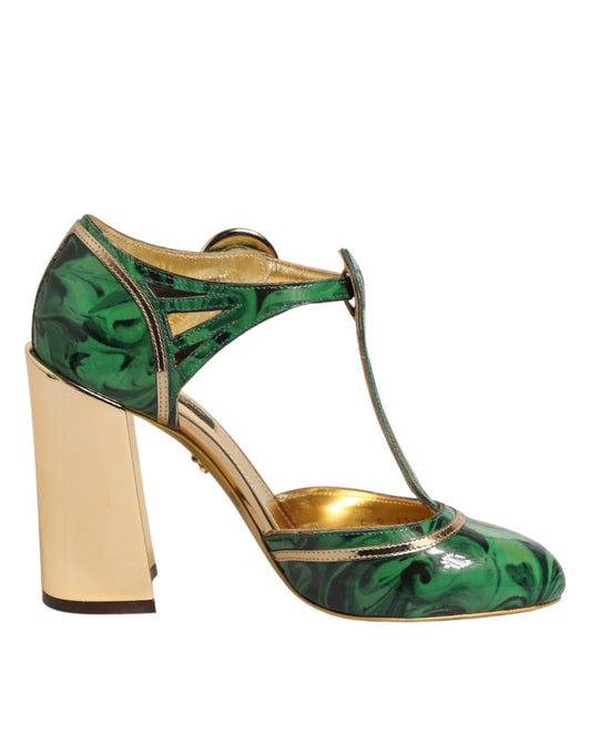 Dolce & Gabbana Green Patent Leather Vally Heels Pumps Shoes
