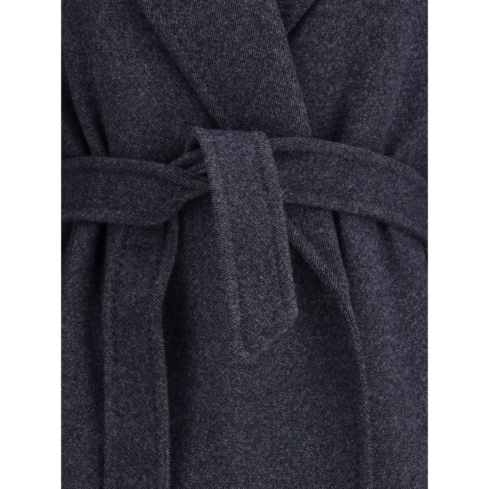 Max Mara Denim-effect Wool Carnia Coat