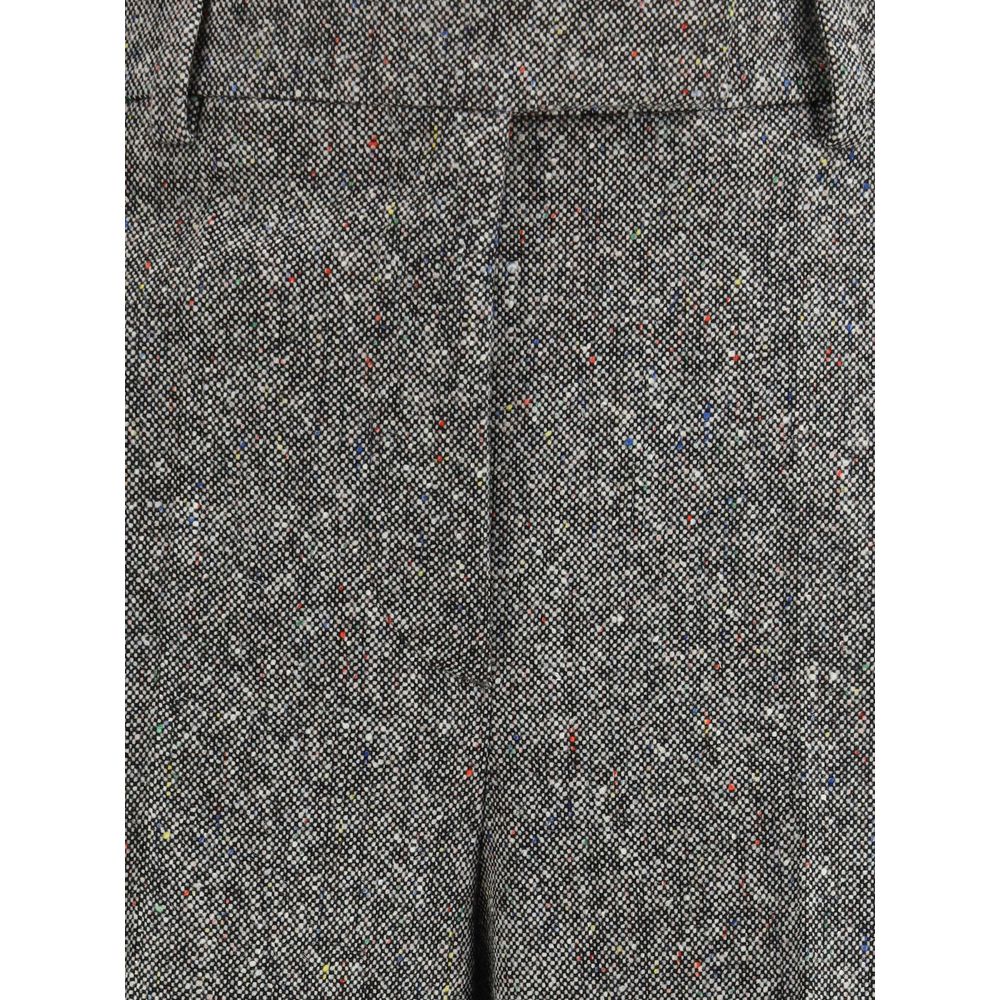 Valentino Bottonato Natté Wool Trousers