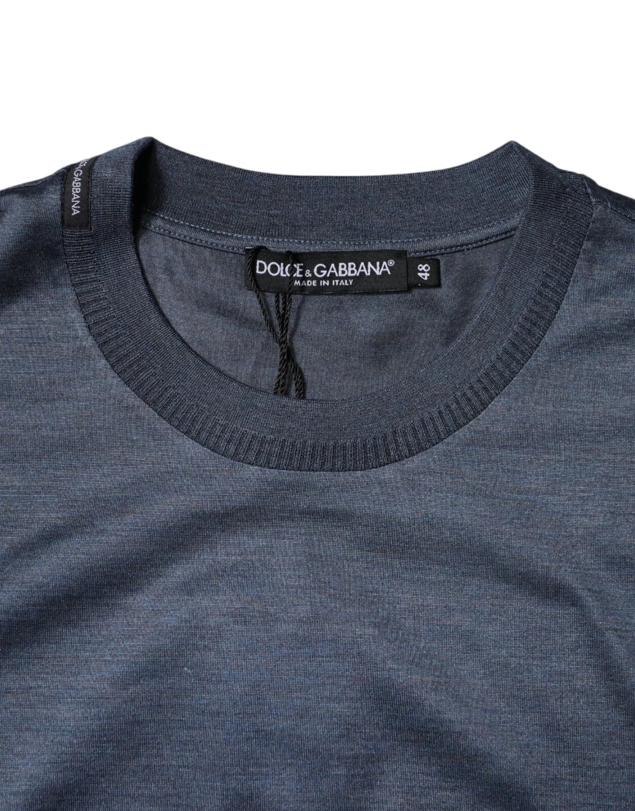 Dolce & Gabbana Blue Silk Crew Neck Short Sleeves Men T-shirt