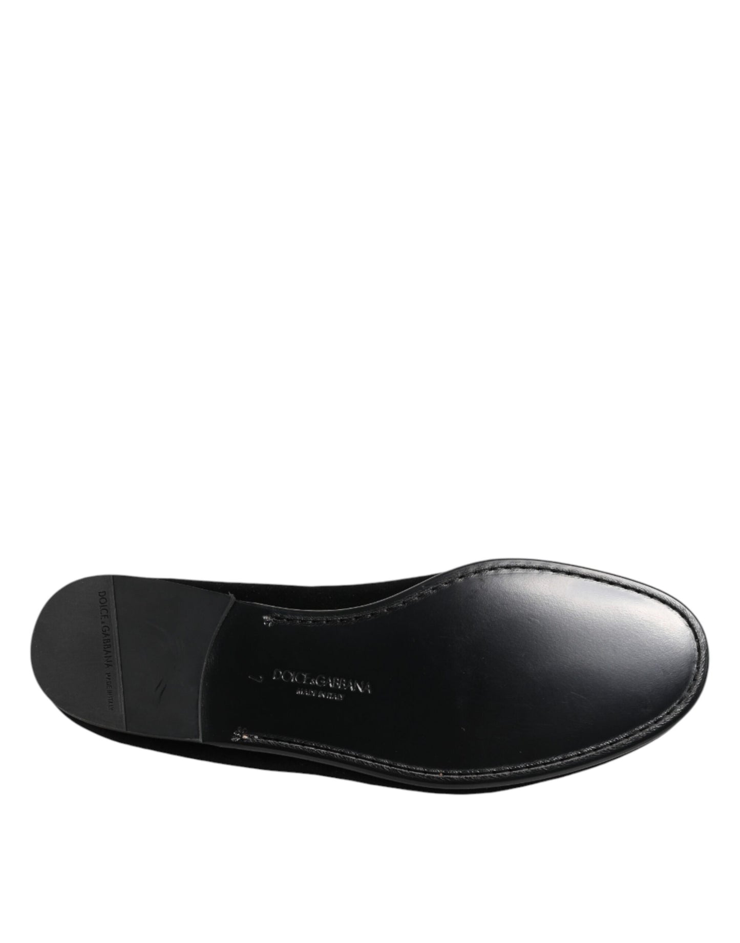 Dolce & Gabbana Black Leather Suede Slip On Loafers Dress Shoes