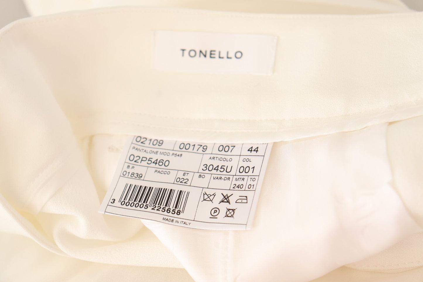 Tonello Weiße, hochtaillierte, plissierte, gerade geschnittene Anzughose