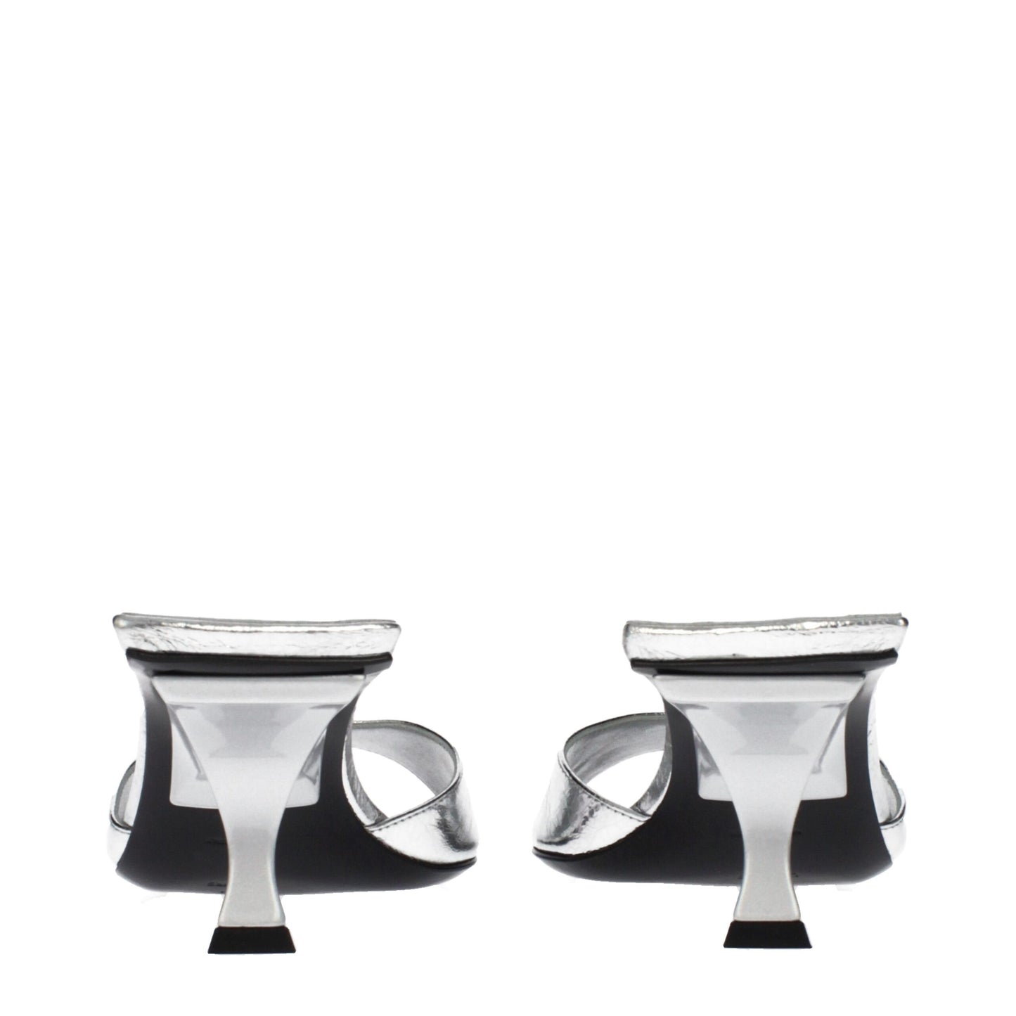 The Attico Gray Leather Flat Sandals