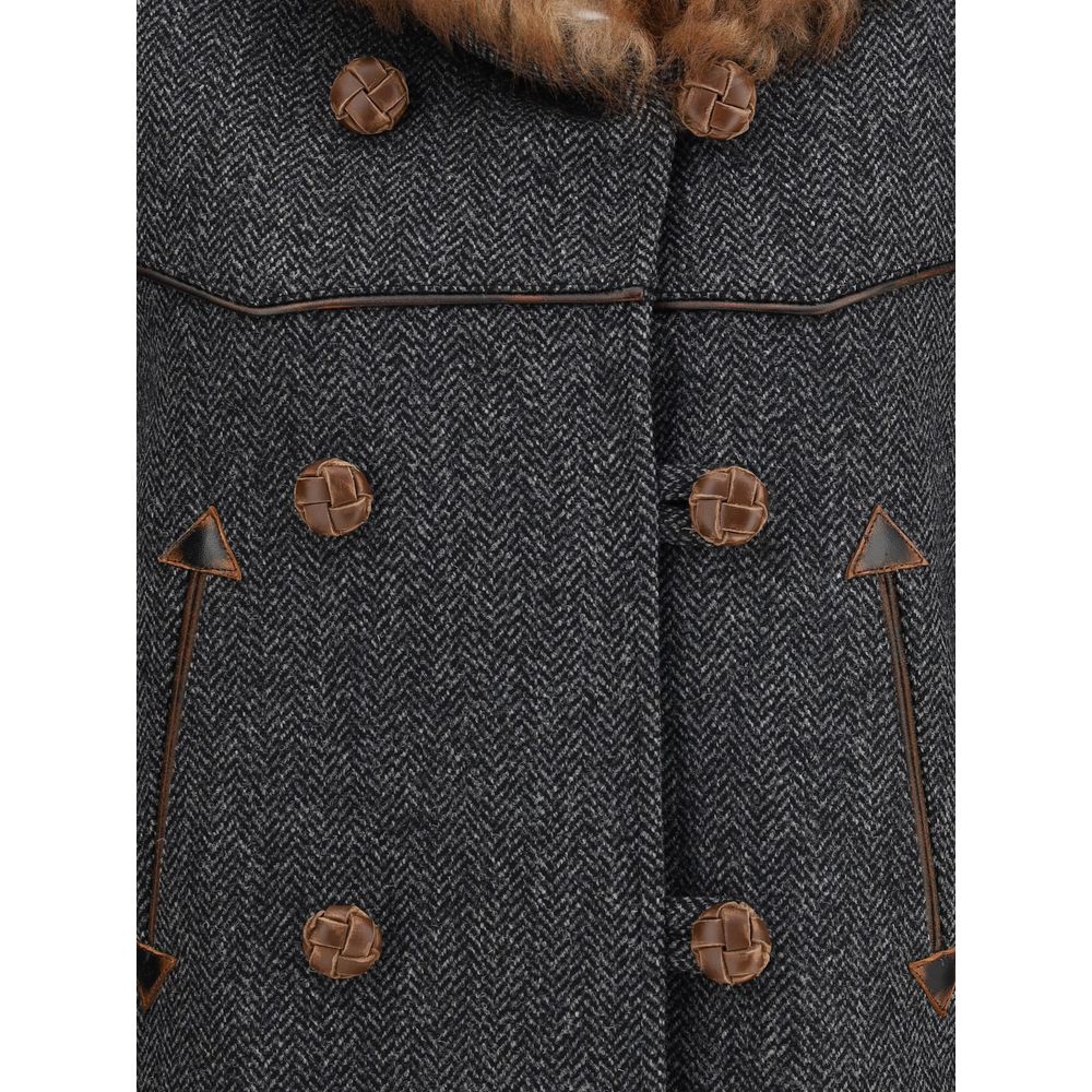 Prada Gray Fleece Wool Coat