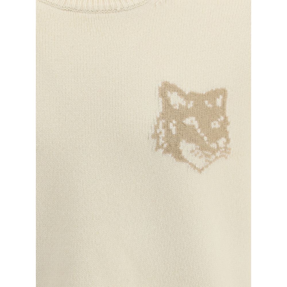 Maison Kitsuné Cremefarbenes Woll-Sweatshirt