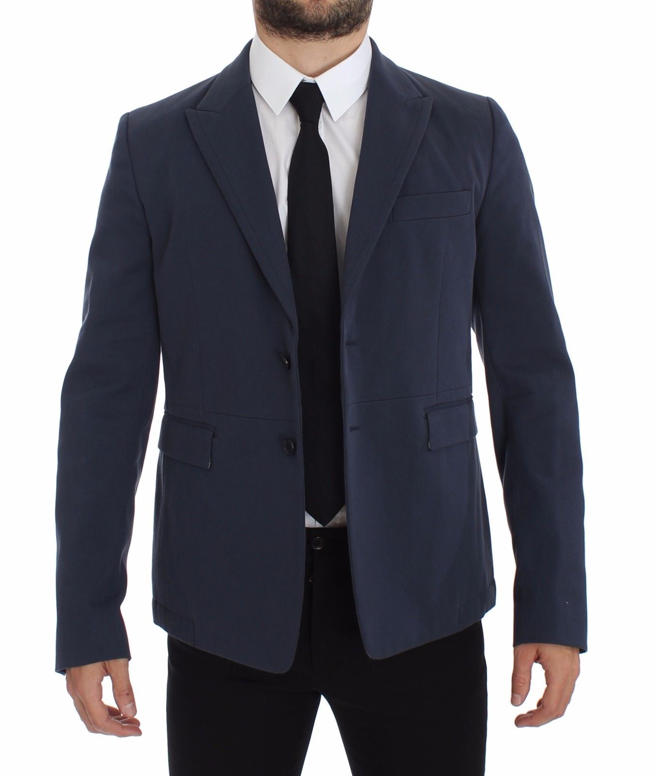 Blazer casual elástico de algodón azul