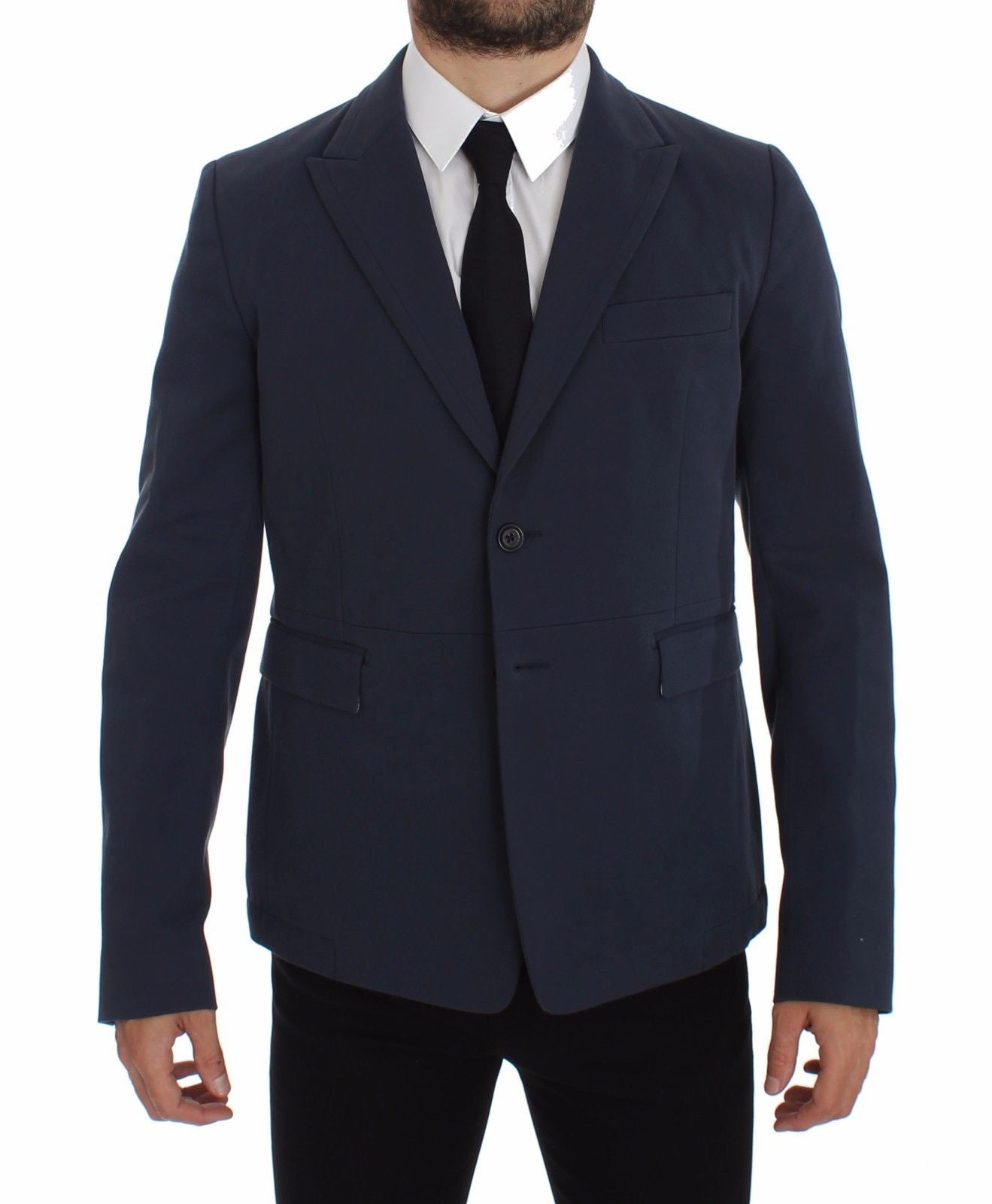 Blazer casual elástico de algodón azul