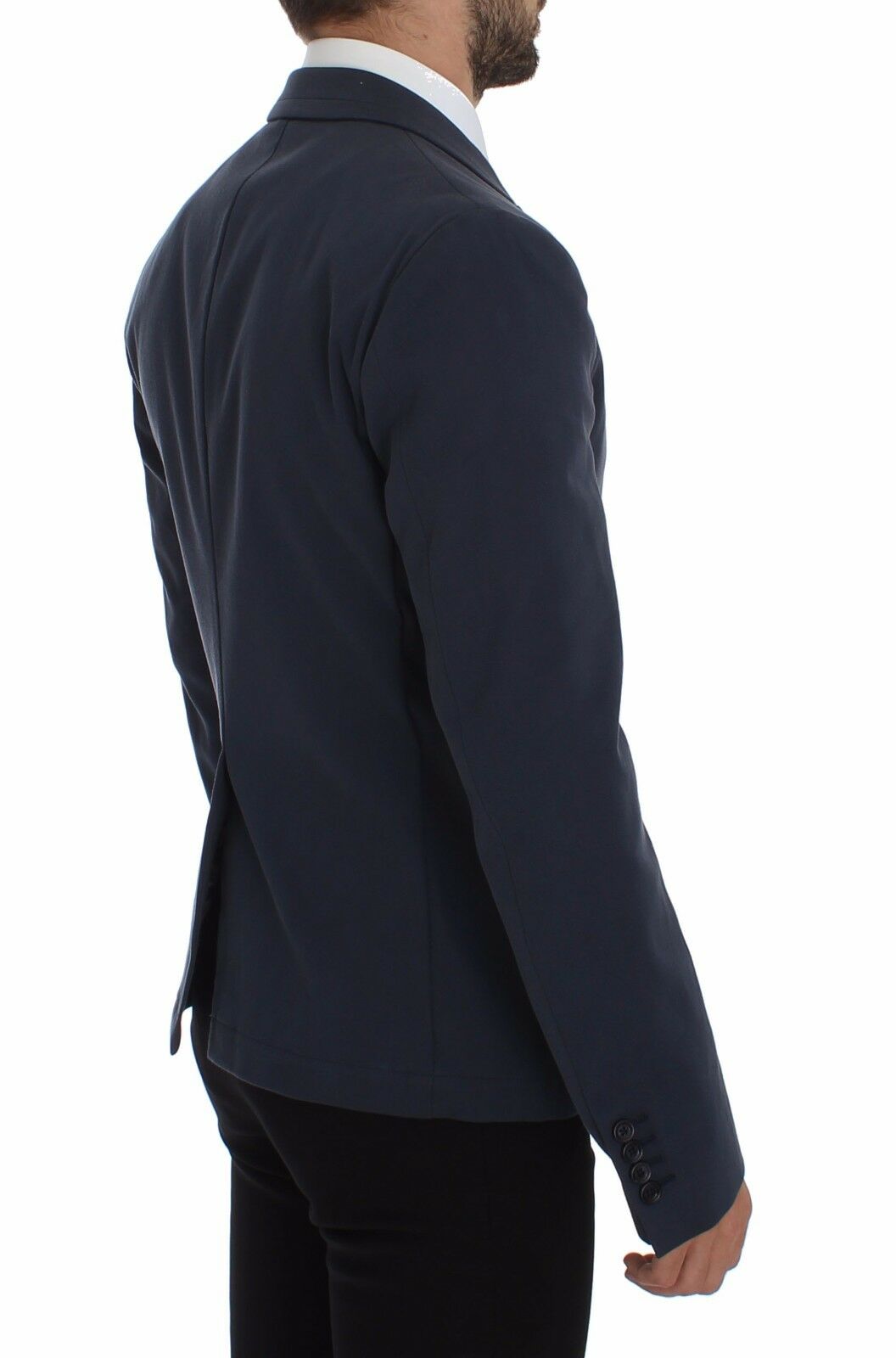 Blazer casual elástico de algodón azul