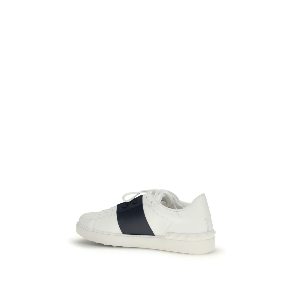 Valentino Garavani Black Calf Leather Bos Taurus Low Top Sneakers