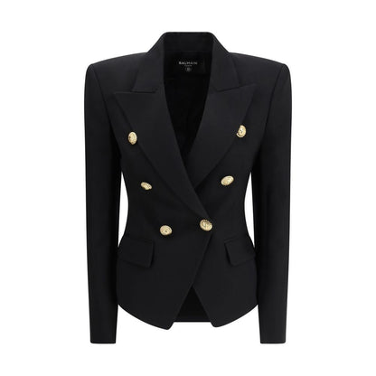 Balmain Black Wool Jackets And Coat