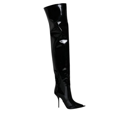 Dolce & Gabbana Black Leather Over The Knee
