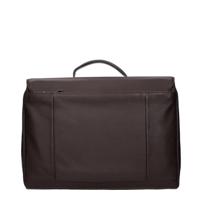 Piquadro Brown Leather Business And Laptop Bag