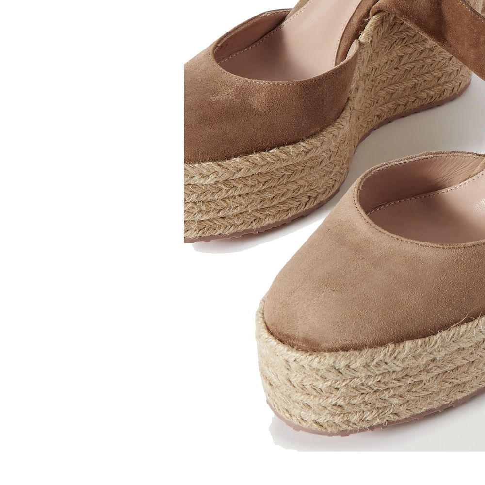 Gianvito Rossi Beige Calfskin Wedge Sandals