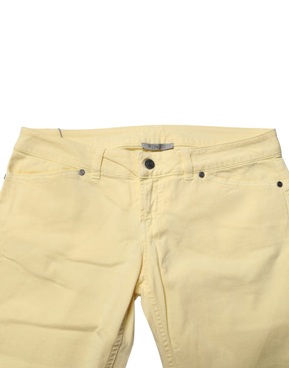 PINKO Yellow Cotton Low Waist Slim Fit Skinny Denim Casual Jeans