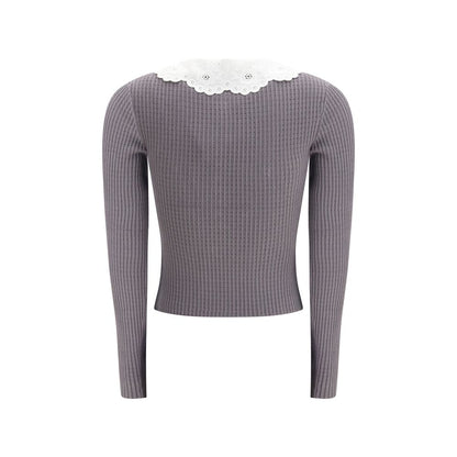 Self-Portrait Gray Viscose Top