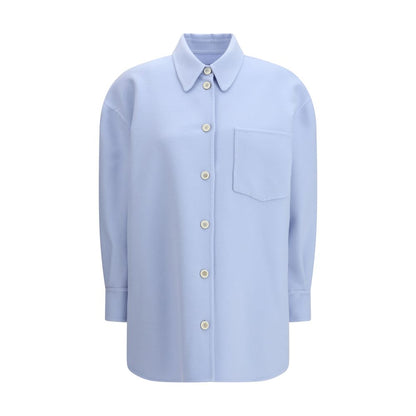 Fabiana Filippi Light Blue Fleece Wool Coat