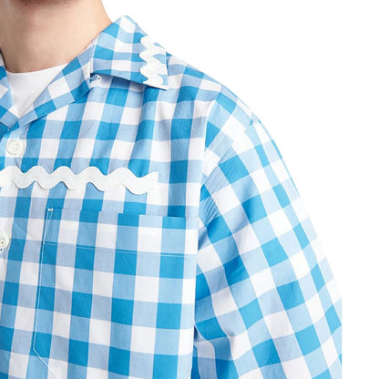 Prada Blue Cotton Pattern Shirt