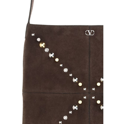 Valentino Garavani Brown Suede Leather Shoulder Bag