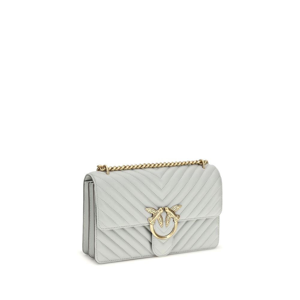 PINKO Gray Calf Leather Bos Taurus Shoulder Bag