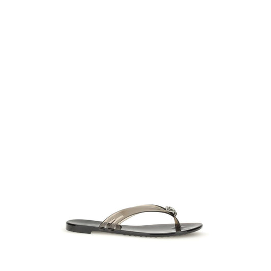 Casadei Black Polyurethane Flat Sandals